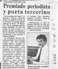 Premiado periodista tercerino  [artículo].