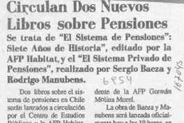 Circulan dos nuevos libros sobre pensiones  [artículo].