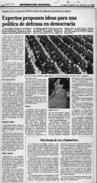 Expertos proponen para una política de defensa en democracia  [artículo].