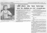 "El don de las letras se lo debo a mi madre"