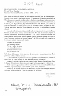 El otro suicida de Gabriela Mistral