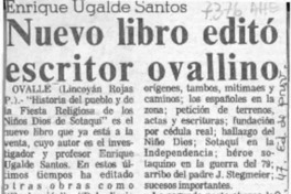 Nuevo libro editó escritor ovallino