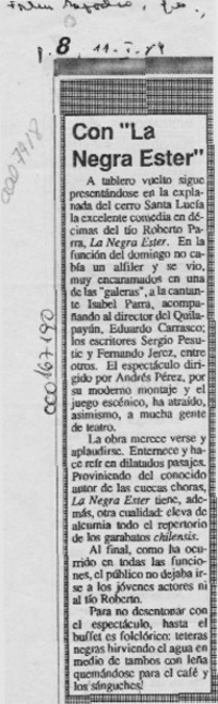 Con "La negra Ester"  [artículo].