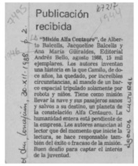Publicación recibida  [artículo].