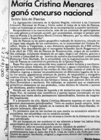 María Cristina Menares ganó concurso nacional  [artículo] Baccio Salvo.