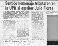 Sentido homenaje tributaron en la UPA al escritor Julio Flores  [artículo].