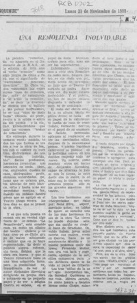 Una Remolienda inolvidable  [artículo].