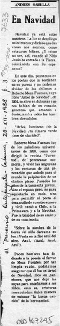 En Navidad  [artículo] Andrés Sabella.