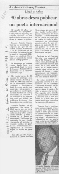 40 obras desea publicar un poeta internacional  [artículo].