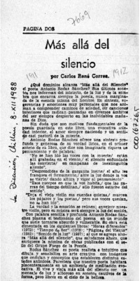 Más allá del silencio  [artículo] Carlos René Correa.