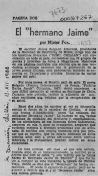 El "hermano Jaime"  [artículo] Mister Fox.