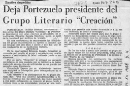Deja Portezuelo presidente del grupo literario "Creación"  [artículo] Adolay Sobarzo.