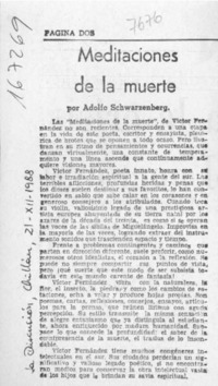 Meditaciones de la muerte  [artículo] Adolfo Schwarzenberg.