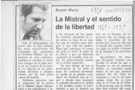 La Mistral y el sentido de la libertad  [artículo] Ronnie Muñoz.