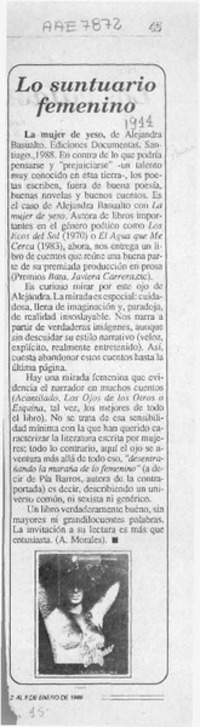 Lo suntuario femenino  [artículo] A. Morales.