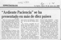 "Ardiente paciencia" se ha presentado en más de diez países  [artículo].
