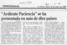 "Ardiente paciencia" se ha presentado en más de diez países  [artículo].