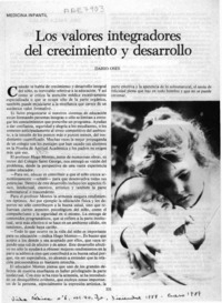 Los valores integradores del crecimiento y desarrollo  [artículo] Darío Oses.
