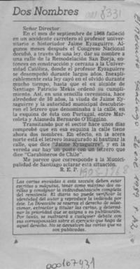 Dos nombres  [artículo] R. E. P.