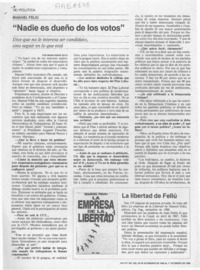 "Nadie es dueño de los votos"  [artículo] María Irene Soto.