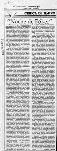 "Noche de póker"  [artículo] Agustín Letelier.