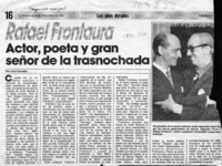 Rafael Frontaura, actor, poeta y gran señor de la trasnochada  [artículo] Lucho Fuenzalida.