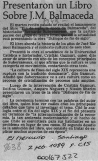 Presentaron un libro sobre J. M. Balmaceda  [artículo].