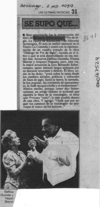 Se supo que --  [artículo].