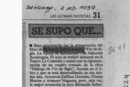 Se supo que --  [artículo].