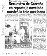 Secuestro de Carreño en reportaje novelado mostró la tele mexicana  [artículo].