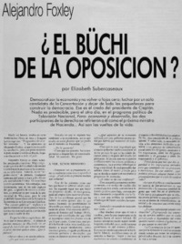 Alejandro Foxley, el Büchi de la oposición?