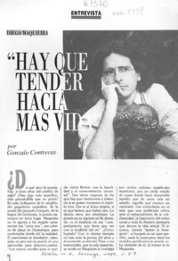 Diego Maquieira, "Hay que tender hacia más vida"