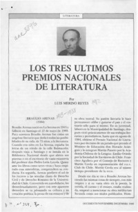 Los tres últimos Premios Nacionales de Literatura