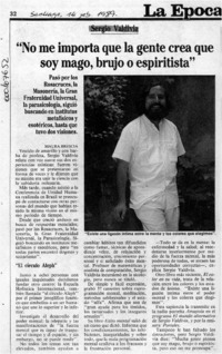 "No me importa que la gente crea que soy mago, brujo o espiritista"  [artículo] Maura Brescia.