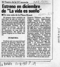 Estreno en diciembre de "La vida es sueño"