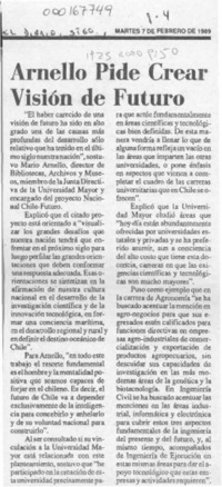 Arnello pide crear visión de futuro  [artículo].