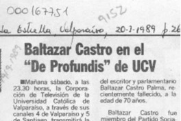 Baltazar Castro en el "De profundis" de UCV  [artículo].