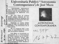 Universitaria publicó "Astronomía contemporánea", de José Maza  [artículo].