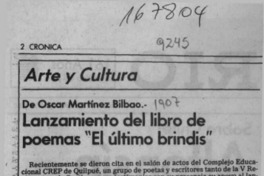 Lanzamiento del libro de poemas "El último brindis"  [artículo].