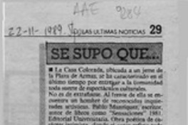 Se supo que --  [artículo].