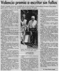 Valencia premia a escritor sin fallas