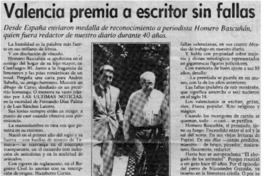 Valencia premia a escritor sin fallas
