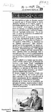 Se supo que --  [artículo].