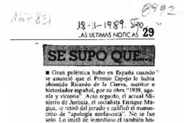 Se supo que --  [artículo].