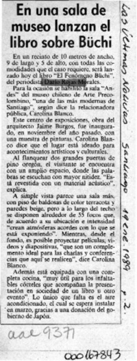 En una sala de museo lanzan el libro sobre Büchi  [artículo].