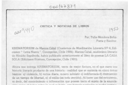 Crítica y noticias de libros  [artículo] Tulio Mendoza Belio.
