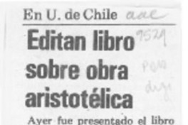 Editan libro sobre obra aristotélica  [artículo].