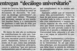 Diez académicos entregan "decálogo universitario"