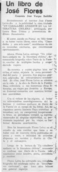 Un libro de José Flores  [artículo] José Vargas Badilla.