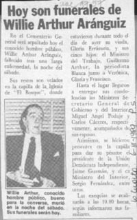 Hoy son funerales de Willie Arthur Aránguiz